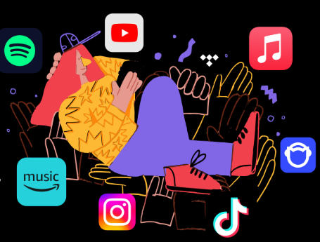Global Music Distribution Platforms Illustration